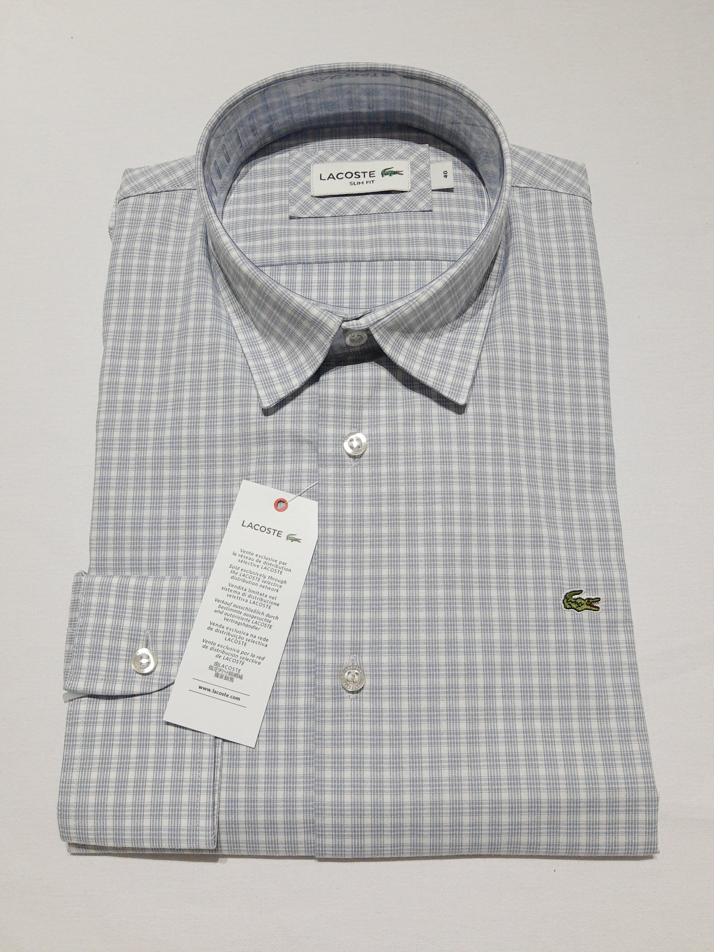 Camisa Lacoste Blanca con cuadros Slim Fit - CH0401