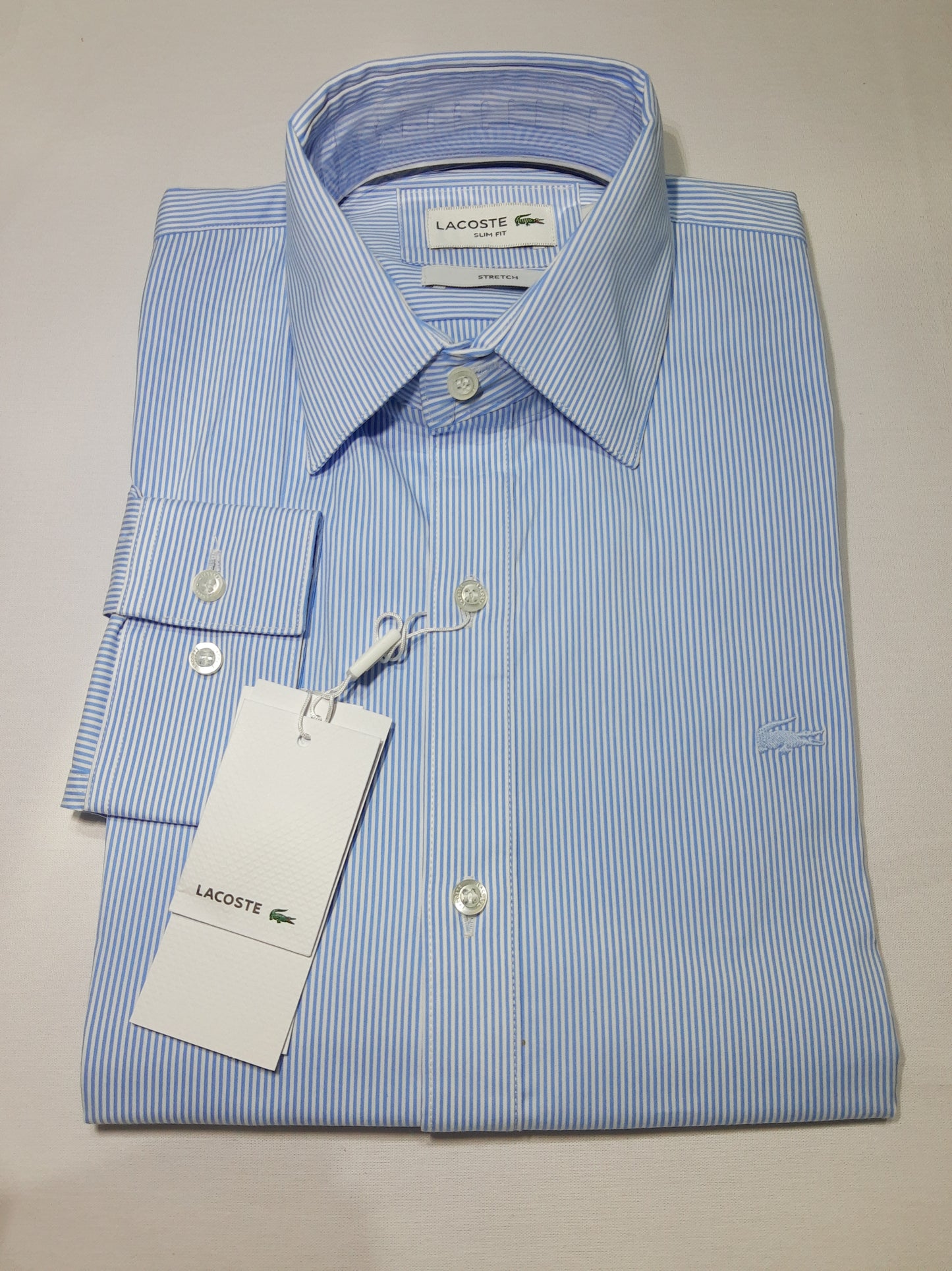 Camisa Lacoste Azul con rayas Slim Fit Stretch - CH0436