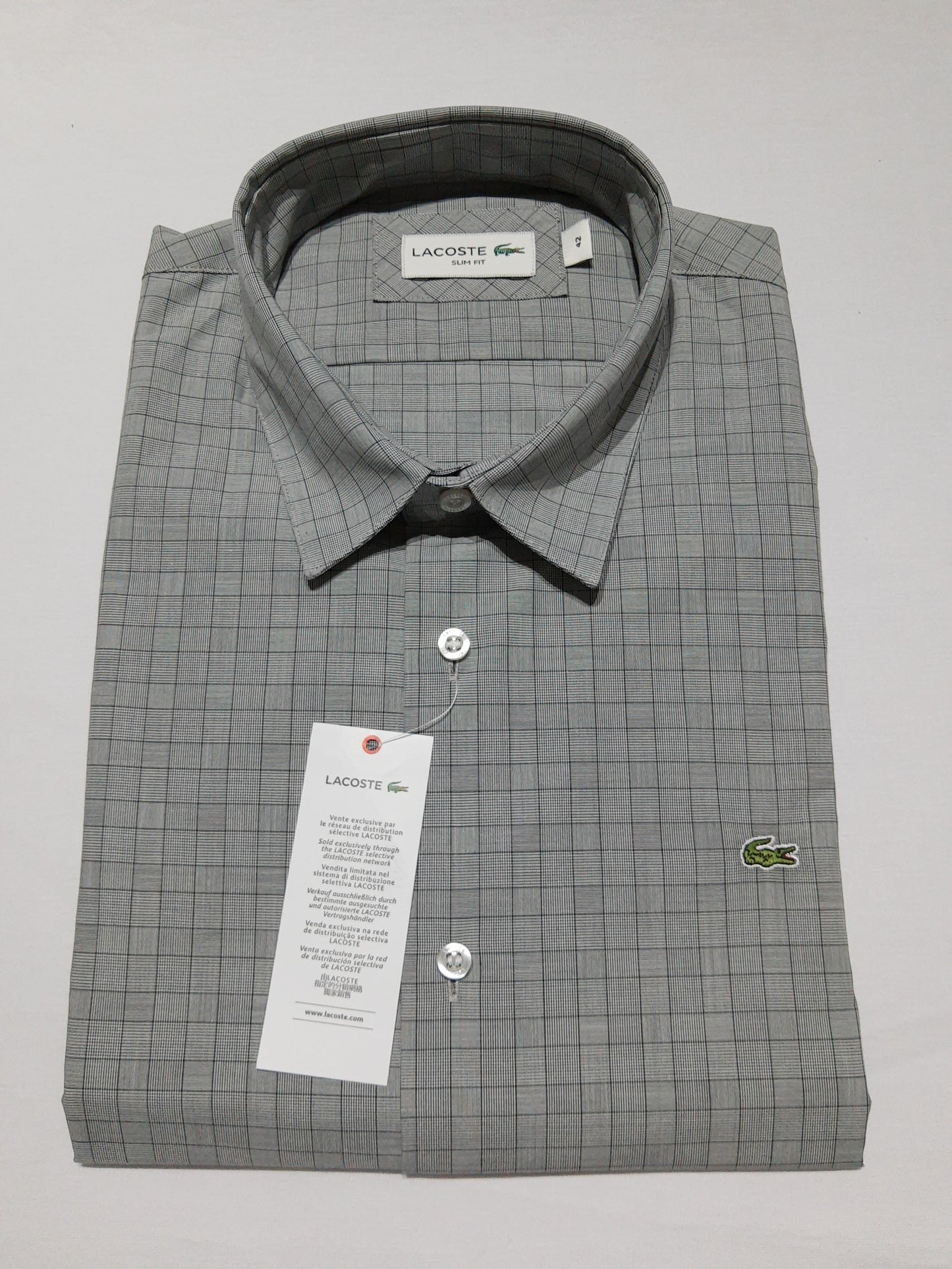Camisa Lacoste Gris con cuadros Slim Fit - CH9614