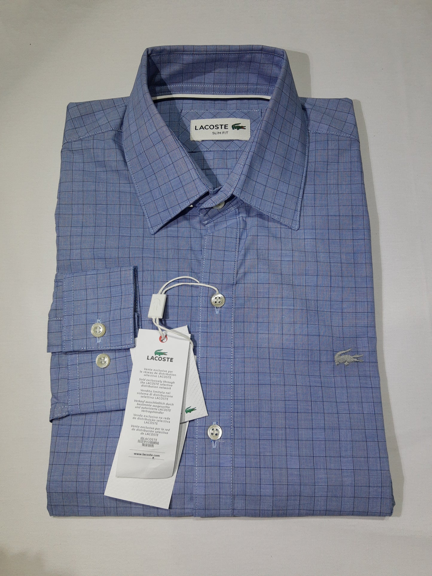 Camisa Lacoste Azul con cuadros Slim Fit - CH9614