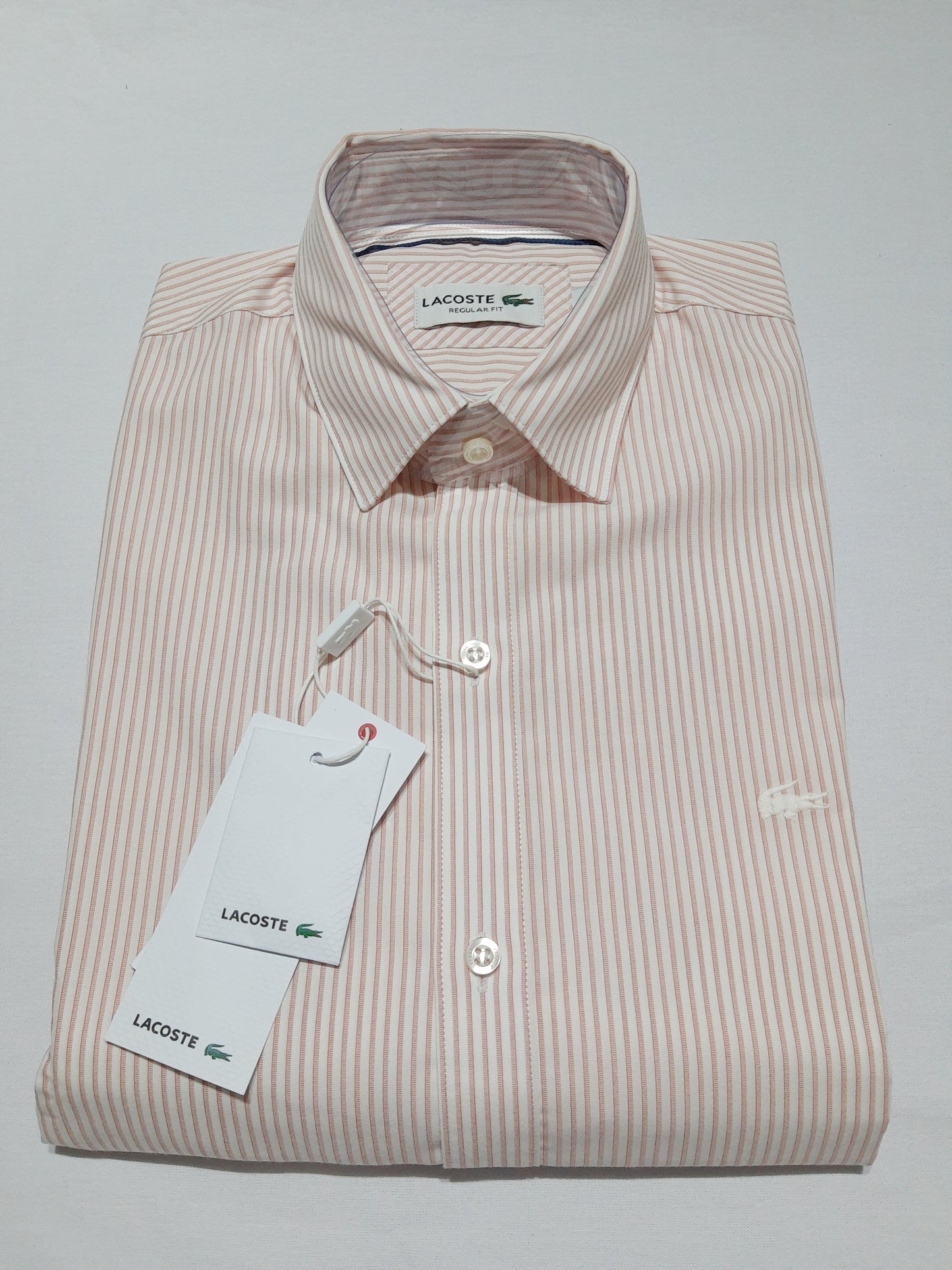 Camisa Lacoste Rosada con rayas blancas Regular Fit - CH9619