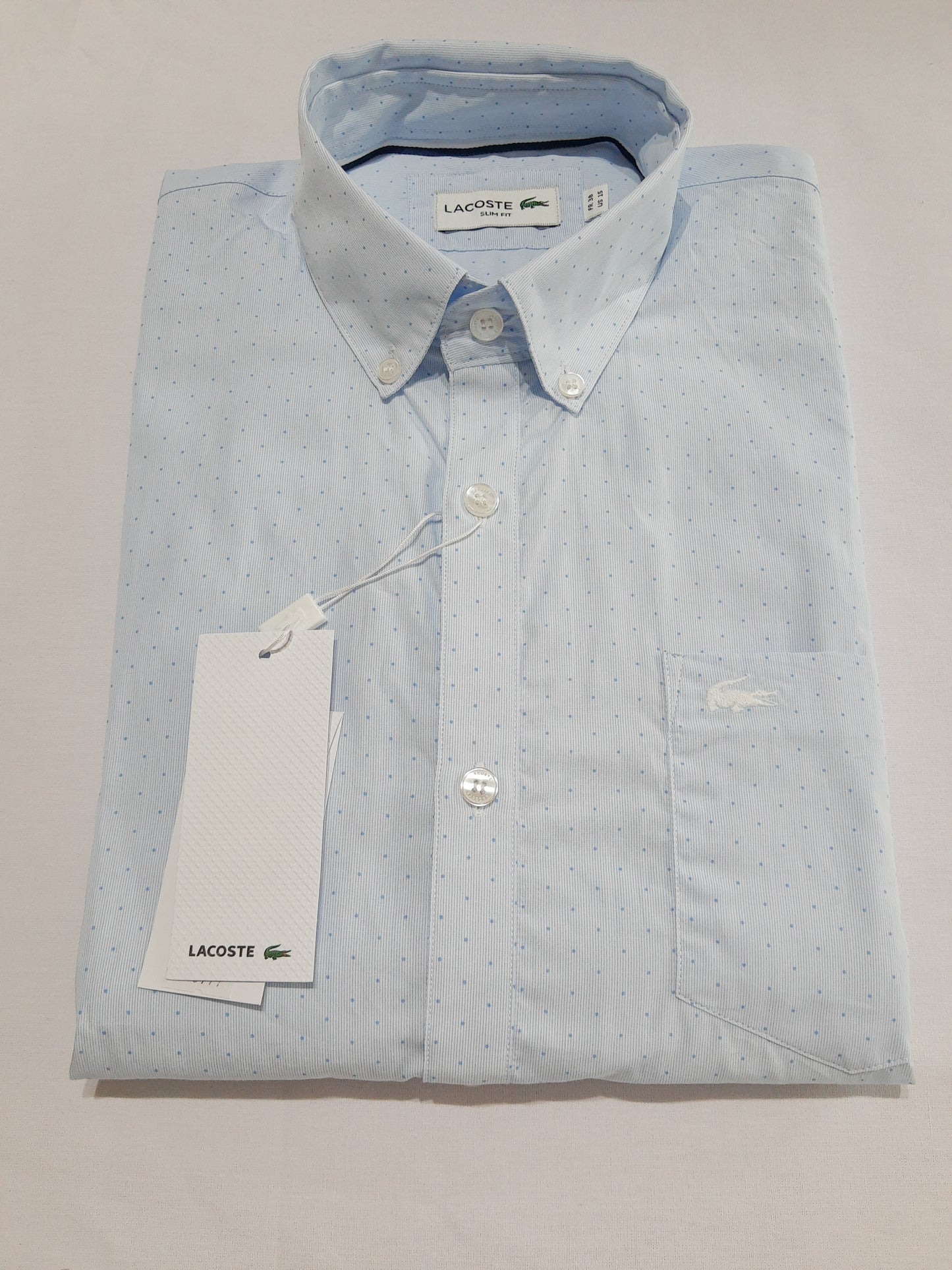 Camisa Lacoste Azul claro con puntos Slim Fit - CH9743