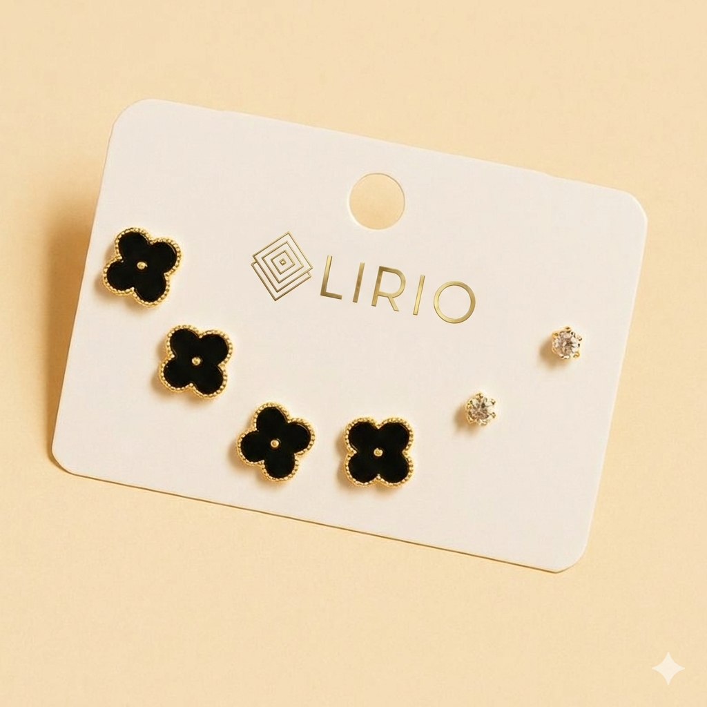 Set de Aretes Black Clover & Studs by LIRIO