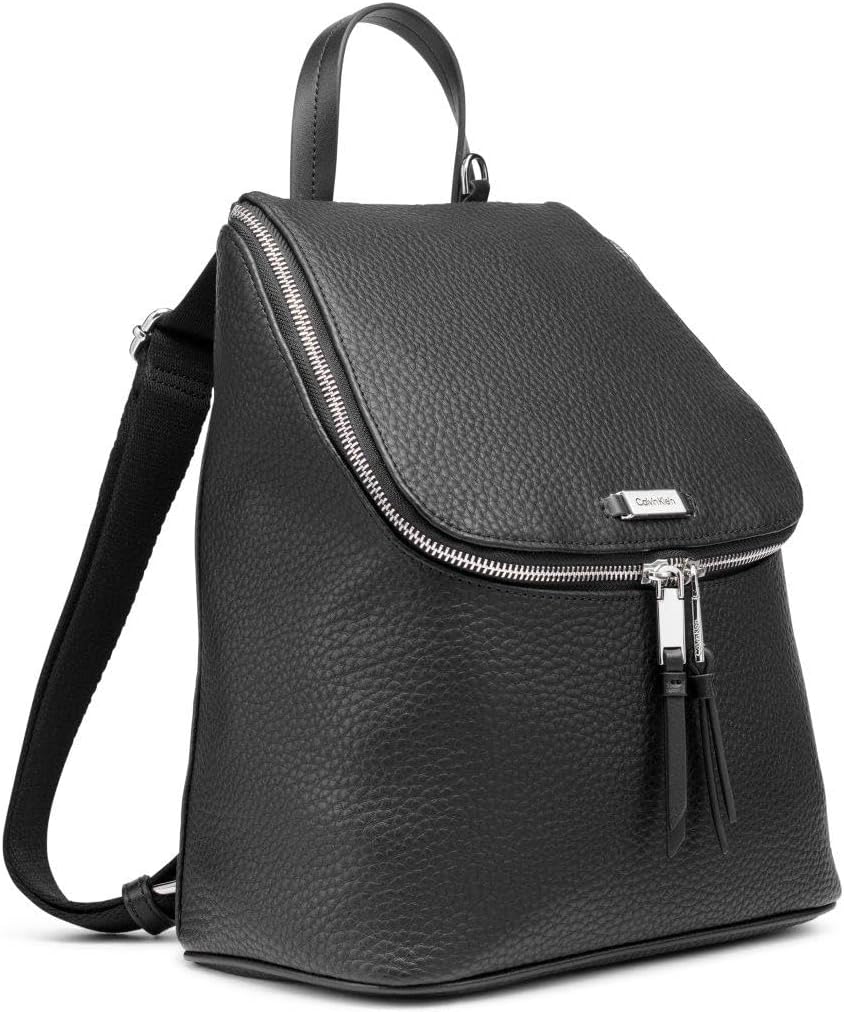 Calvin Klein Zulle Backpack: Lujo Moderno y Organización Superior en Negro/Plata
