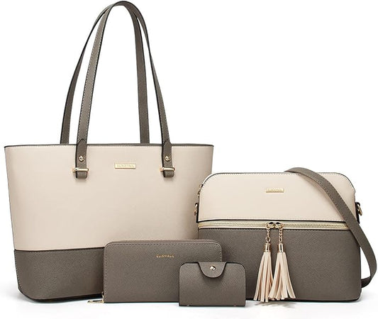 Bolso Crossbody Elim & Paul Beige con Gris - Diseño Mediano Versátil