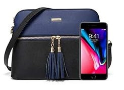 Bolso Crossbody Elim & Paul Axul con negro - Diseño Mediano Versátil