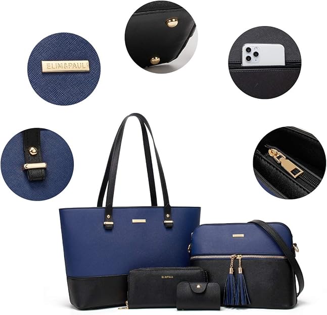 Bolso Crossbody Elim & Paul Axul con negro - Diseño Mediano Versátil