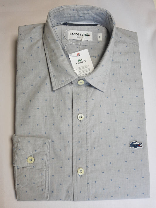 Camisa Lacoste Gris con puntos Slim Fit - PH4270