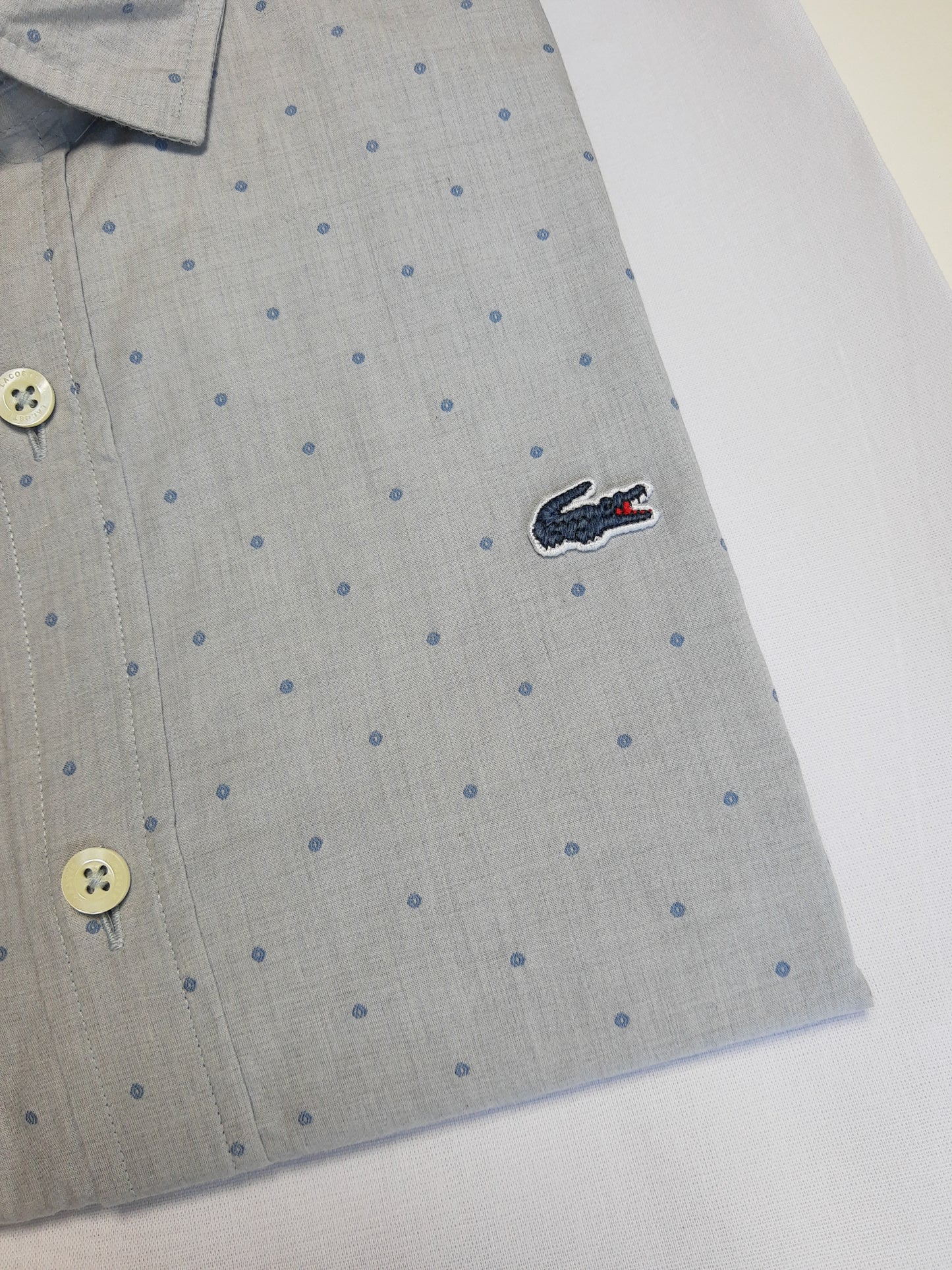 Camisa Lacoste Gris con puntos Slim Fit - PH4270