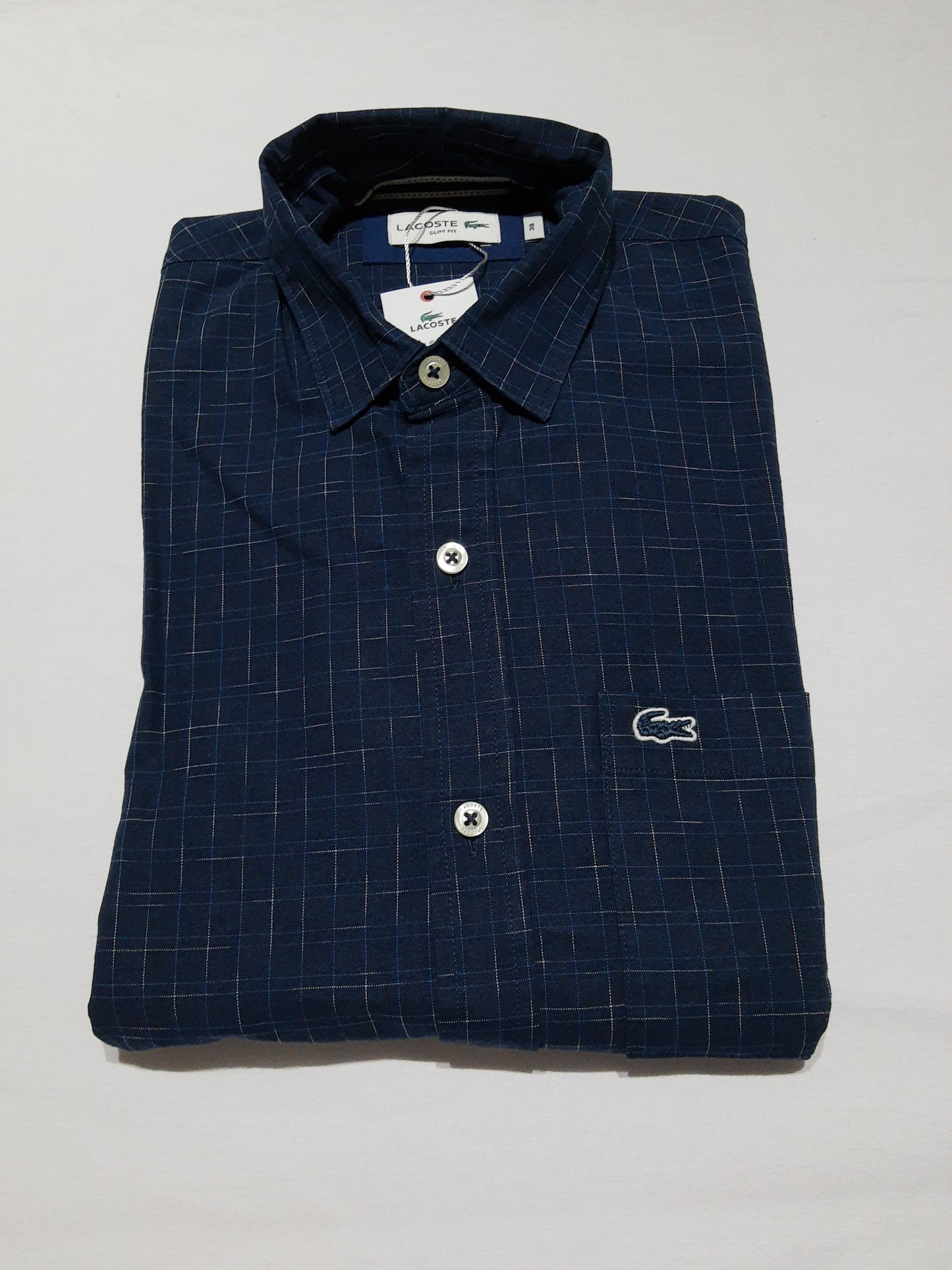 Camisa Lacoste Azul oscuro con cuadros Slim Fit - CH5391
