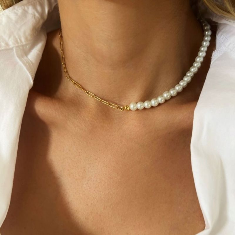 Collar Pearl &amp; Chain Fusion by LIRIO