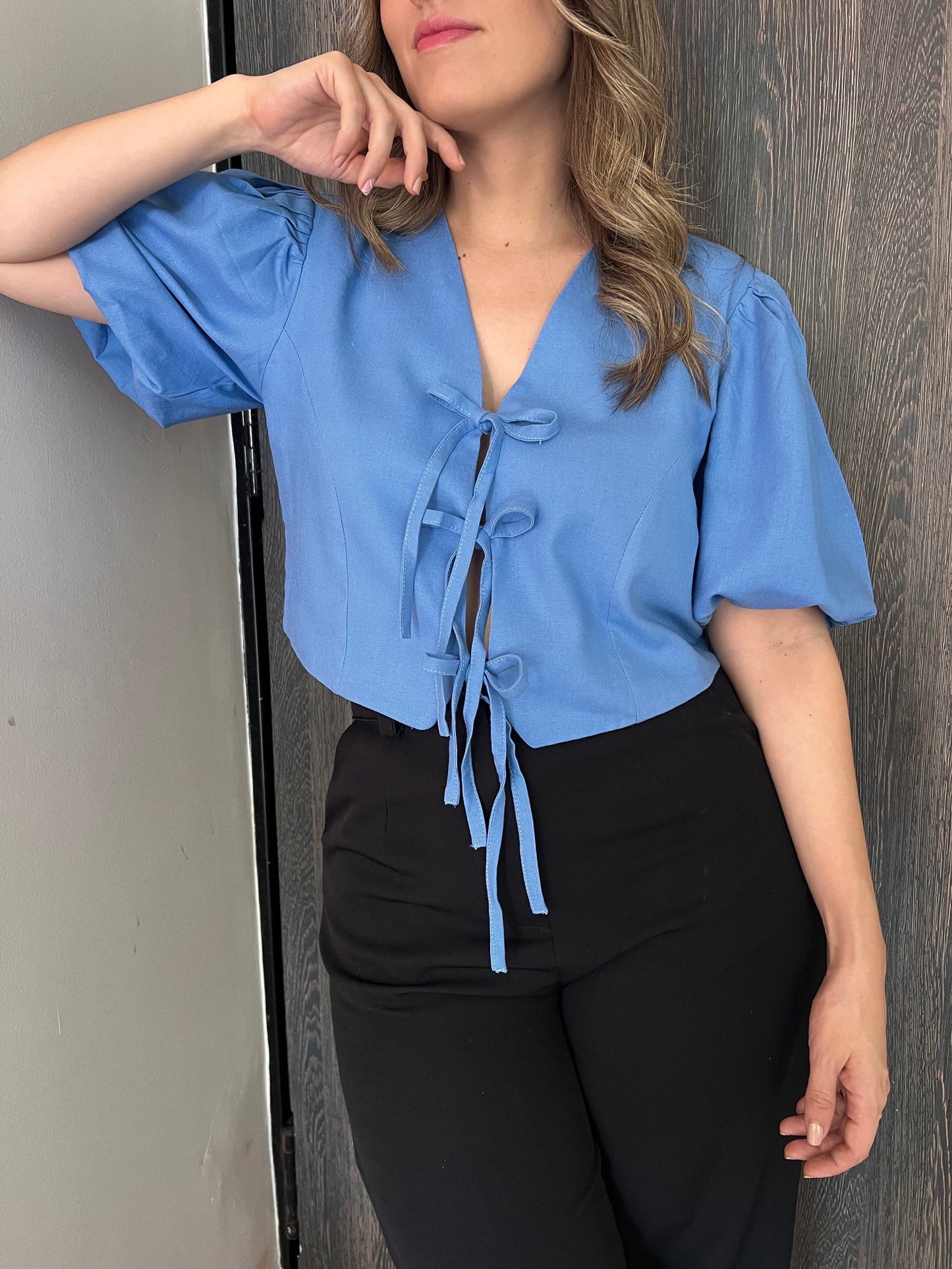 Top By Paola Forero Pauli Azul hortensia BPF017