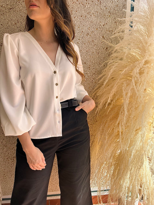 Blusa By Paola Forero Mia blanco Hueso BPF028